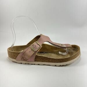 Birkenstock Gizeh Glitter Shimmer Sandals Womens Size 37 US 6-6.5 Pink Shiny